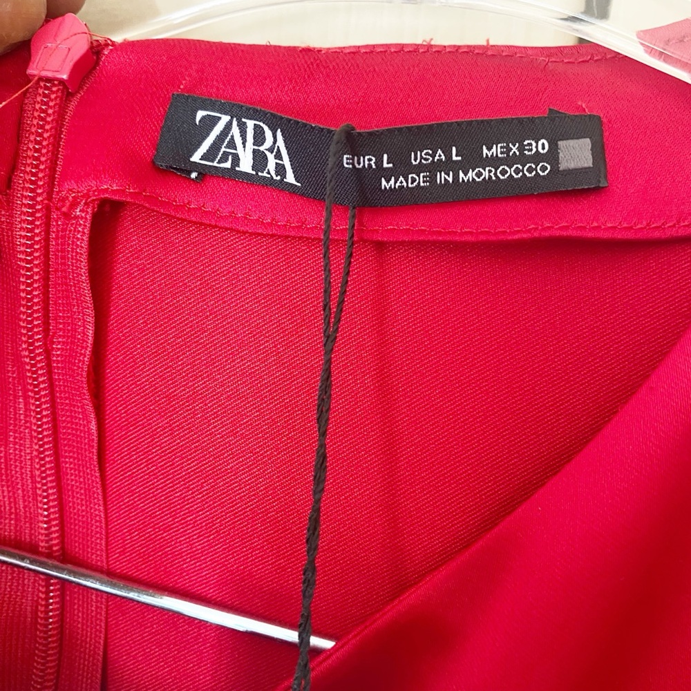 ZARA Red Draped Sleeveless Maxi Dress NWT Size L Stretch Evening - Picture 2 of 5